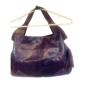 Jessica Simpson Purple Faux textured Leather Shoulder Bag W/ Tassel grummets NEW